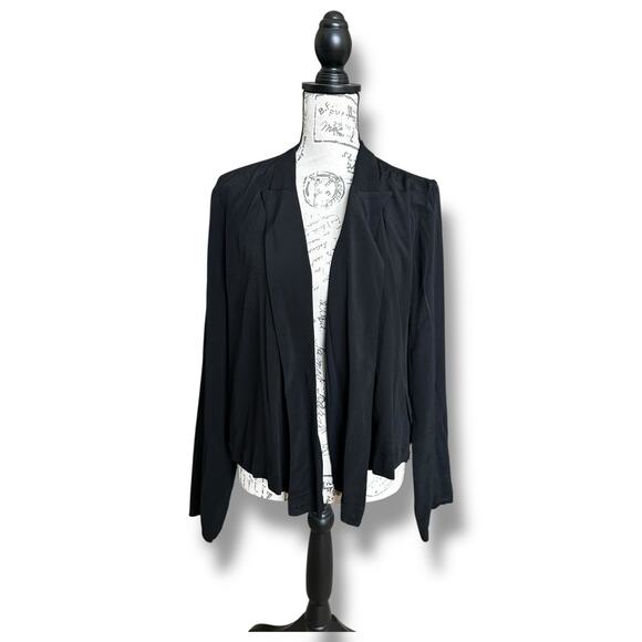 Anthropologie Ett Twa Black Summer Wrap/Open Long Sleeve Blazer Cardigan US 10 - Picture 3 of 6